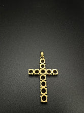 18k gold cross pendant w garnet stones