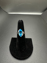 14k white gold marquise cut Swiss blue topaz ring