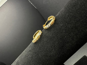 14k TRI colored heart hoop earrings