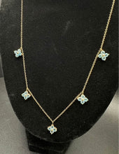 14k gold necklace w aquamarine flowers