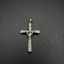 10k gold cross w diamonds & heart