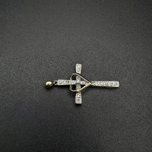 10k gold cross w diamonds & heart