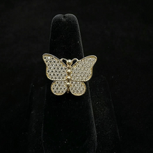 10K gold butterfly ring w czs