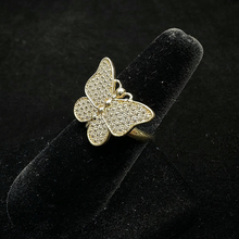10K gold butterfly ring w czs