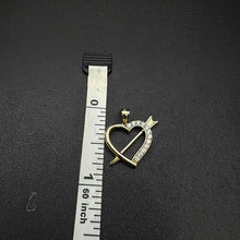 10k yellow gold heart pendant w arrow & czs