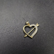 10k yellow gold heart pendant w arrow & czs