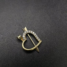 10k yellow gold heart pendant w arrow & czs