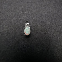 10k white gold opal pendant w diamonds
