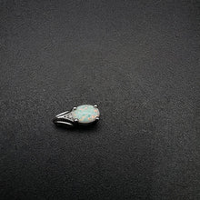 10k white gold opal pendant w diamonds