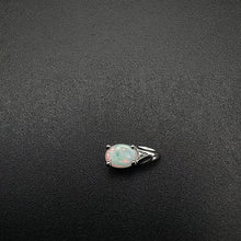 10k white gold opal pendant w diamonds