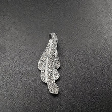 10k white gold leaf pendant w diamonds