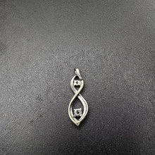 10k white gold infinty pendant w diamonds