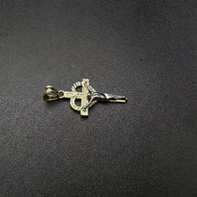 10k yellow & white gold heart cross pendant