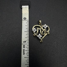 10k yellow gold heart mom pendant w czs