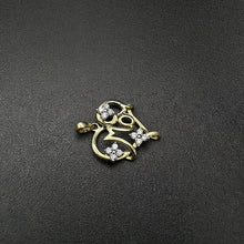 10k yellow gold heart mom pendant w czs