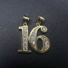 10k yellow gold sweet 16 pendant w cubic zirconias