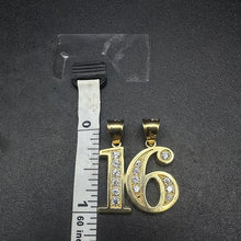 10k yellow gold sweet 16 pendant w cubic zirconias