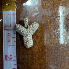 10k yellow gold Y pendant w cubic zirconias
