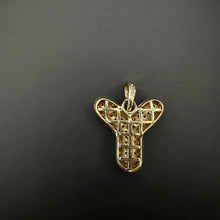 10k yellow gold Y pendant w cubic zirconias