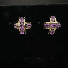 10k yellow gold stud amethyst stone stud earrings