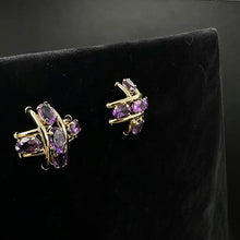10k yellow gold stud amethyst stone stud earrings