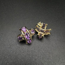 10k yellow gold stud amethyst stone stud earrings