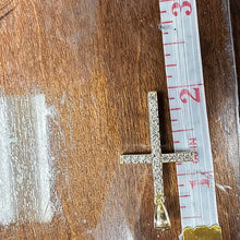 10k yellow gold cross w designs & czs