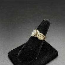 10k gold diamond halo wedding set