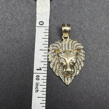 10k yellow gold lion face pendant w cubic zirconias