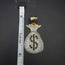 10k yellow gold money bag pendant w czs