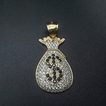 10k yellow gold money bag pendant w czs