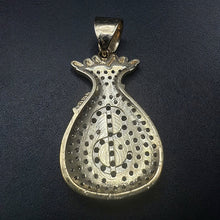 10k yellow gold money bag pendant w czs