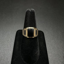 10k yellow gold ring w square black onyx stones