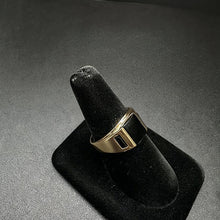 10k yellow gold ring w square black onyx stones