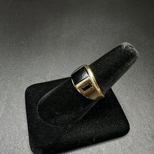 10k yellow gold ring w square black onyx stones