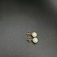 10k yellow gold stud pearl earrings