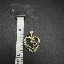 14k yellow black hills gold heart pendant w rose