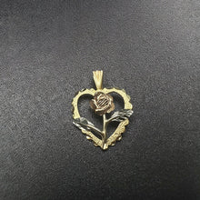 14k yellow black hills gold heart pendant w rose