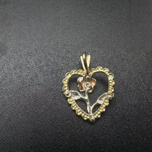 14k yellow black hills gold heart pendant w rose