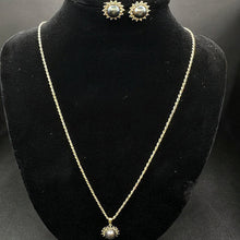 14k gold black pearl set w dia