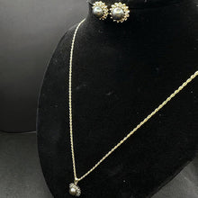 14k gold black pearl set w dia