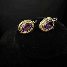14k gold hook earrings w amethyst stones