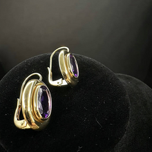 14k gold hook earrings w amethyst stones