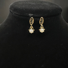 14k gold opal dangling stud earrings
