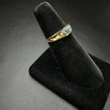 14k gold ring w aquamarine stone & diamonds