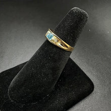 14k gold ring w aquamarine stone & diamonds