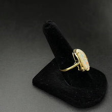 14k gold ring w australian opal stone & diamond