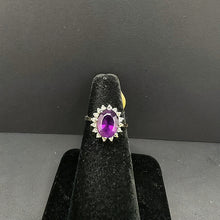 14k gold ring w diamonds & amethyst stone
