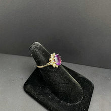 14k gold ring w diamonds & amethyst stone