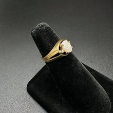 14k gold ring w opal stone & diamonds
